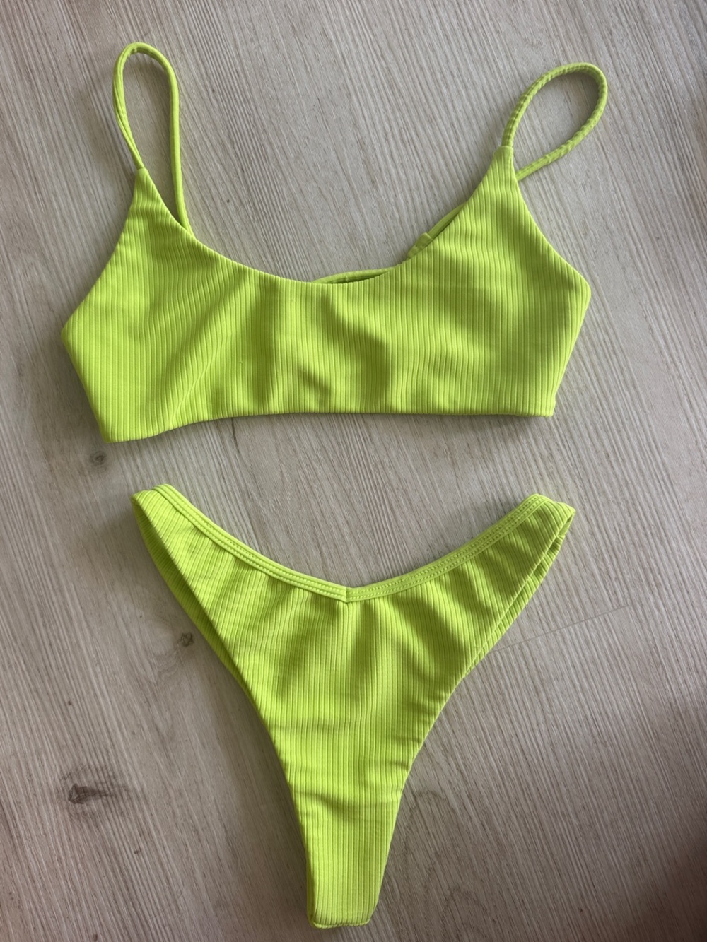 Neon Yellow Ribbed Bikini Set